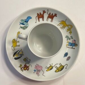 Vintage Princess House Noahs Ark Cup & Bowl Set - Childs Set - Vista Alegre